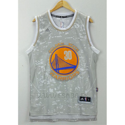 Camiseta Luces De La Ciudad Golden State Warriors Stephen Curry #30 Gris